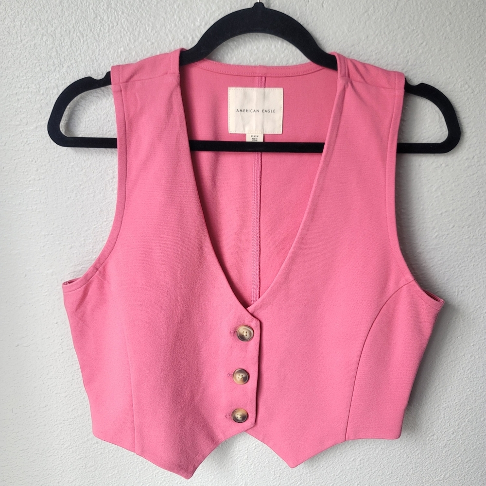 American Eagle Button Front Cropped Tailored Vest… - image 1